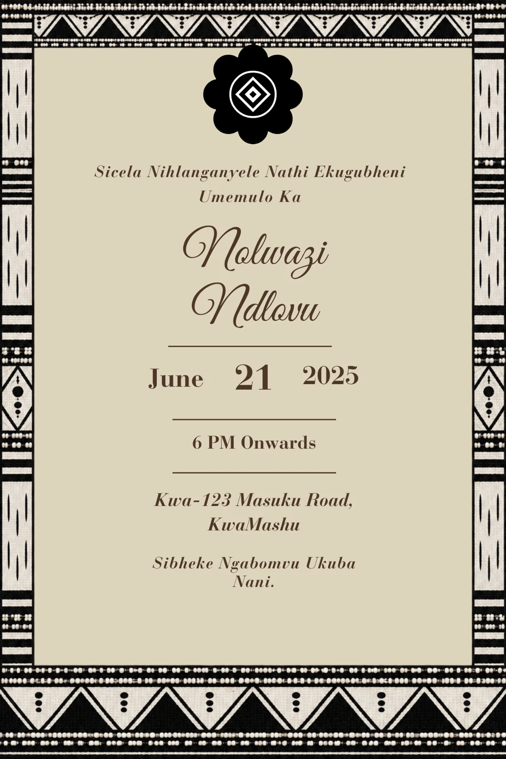 Monochrome Geometry Umemulo Invitation back