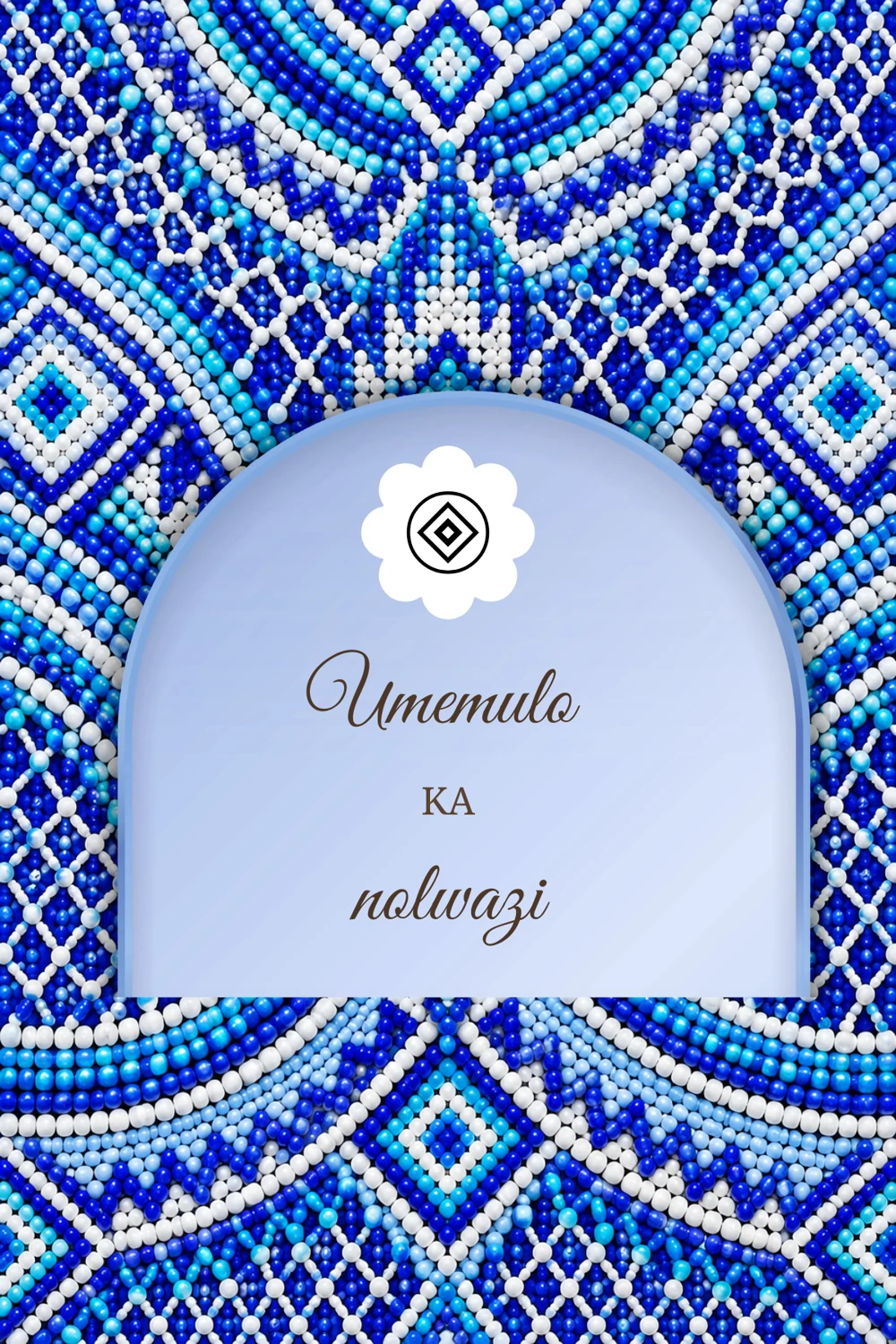 Umemulo invitation cover with blue and white beadwork