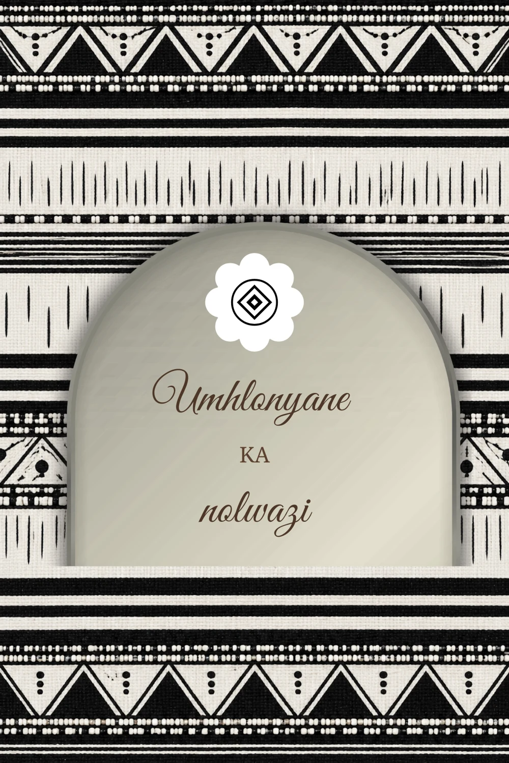Monochrome Geometry Umhlonyane invitation, front