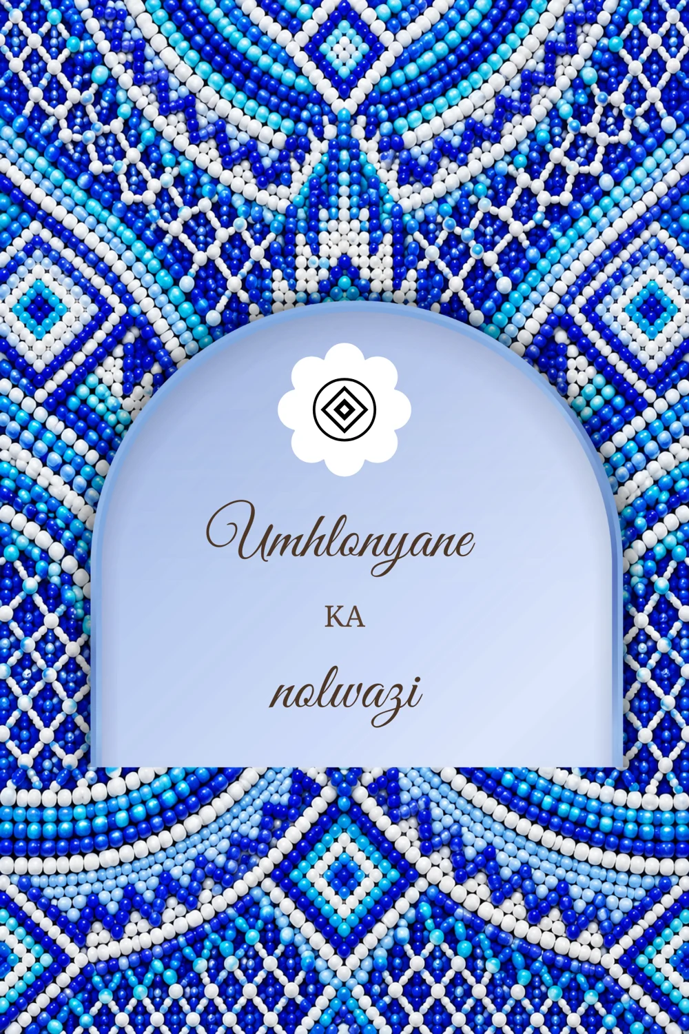 Sapphire Beaded Arch Umhlonyane invitation, front